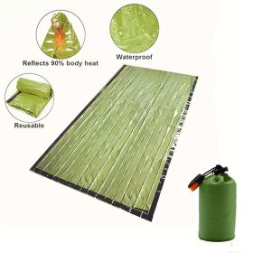 Emergency Sleeping Bag Tube Tent; Waterproof, Tear-Resistant, Survival With Bivy Bag & Whistle (Color: Green)